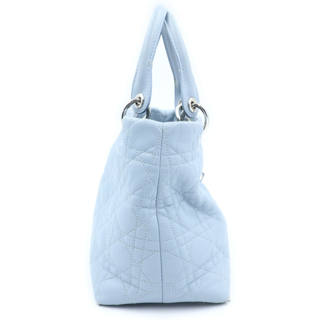 Christian Dior(クリスチャンディオール) レディディオール カナージュ ハンドバッグ ライトブルー レザー P14403 レディース