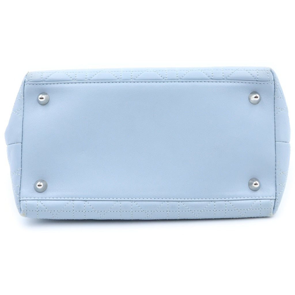 Christian Dior(クリスチャンディオール) レディディオール カナージュ ハンドバッグ ライトブルー レザー P14403 レディース
