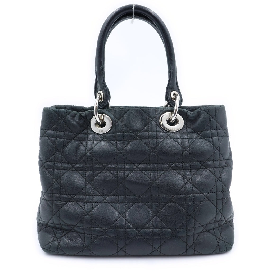 Christian Dior(クリスチャンディオール) カナージュ ハンドバッグ ブラック レザー シルバー金具 レディース