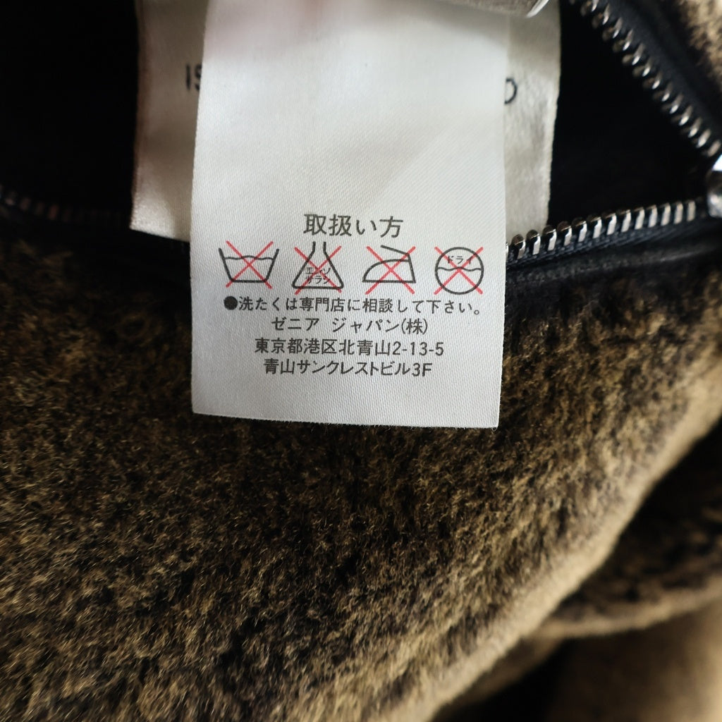 Ermenegildo Zegna(エルメネジルドゼニア) ムートンレザー シアリング ロングジャケット コート ブラック/ブラウン