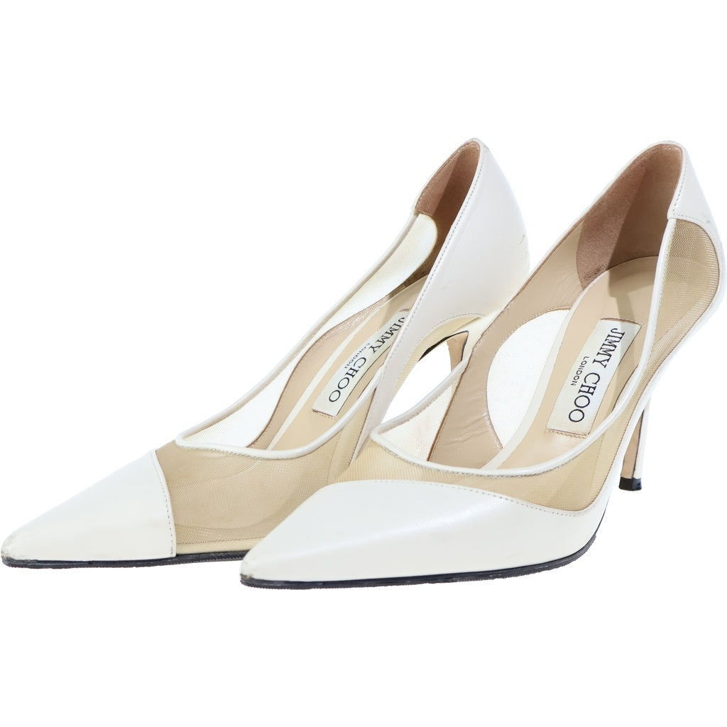 JIMMY CHOO(ジミーチュウ) ヒール パンプス メッシュ アイボリー レディース