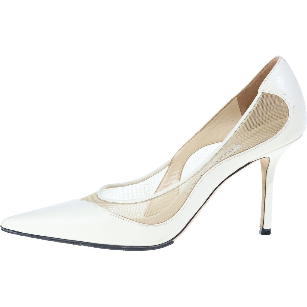 JIMMY CHOO(ジミーチュウ) ヒール パンプス メッシュ アイボリー レディース