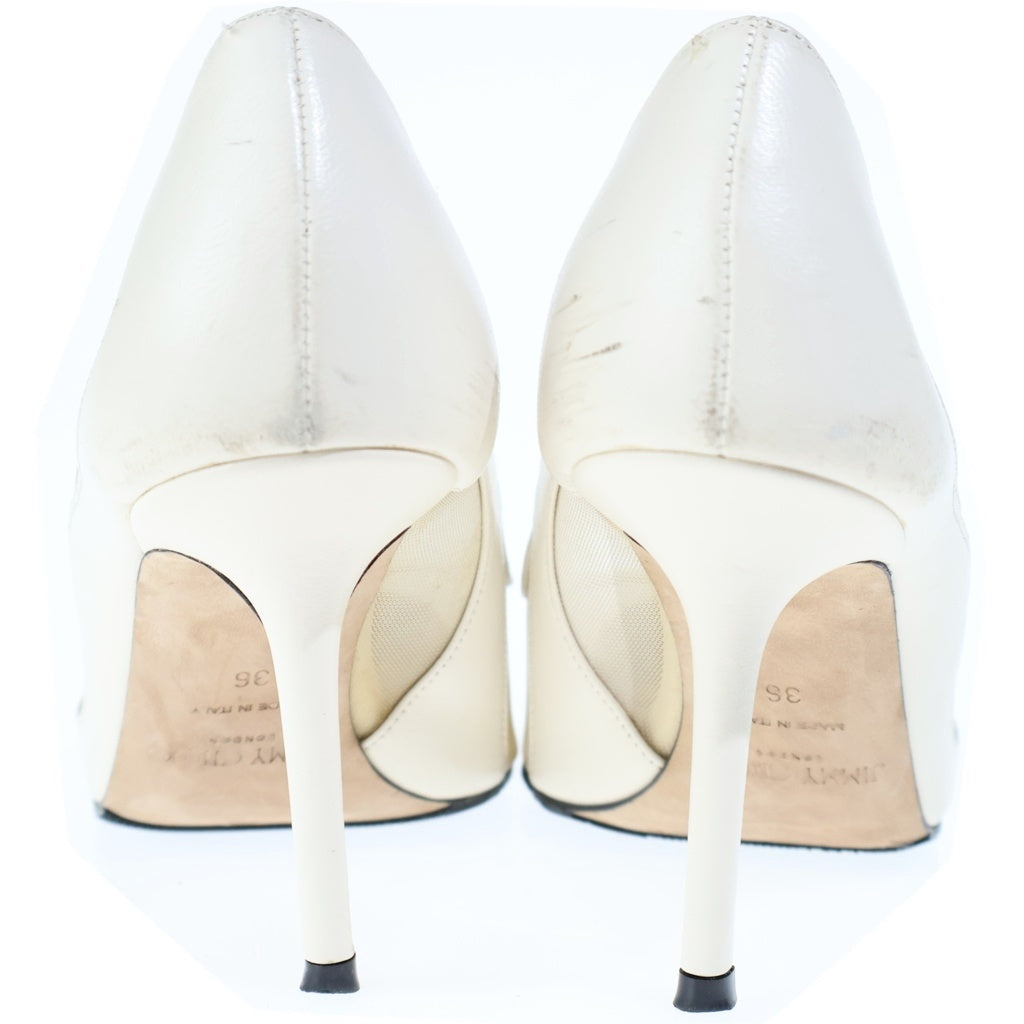 JIMMY CHOO(ジミーチュウ) ヒール パンプス メッシュ アイボリー レディース