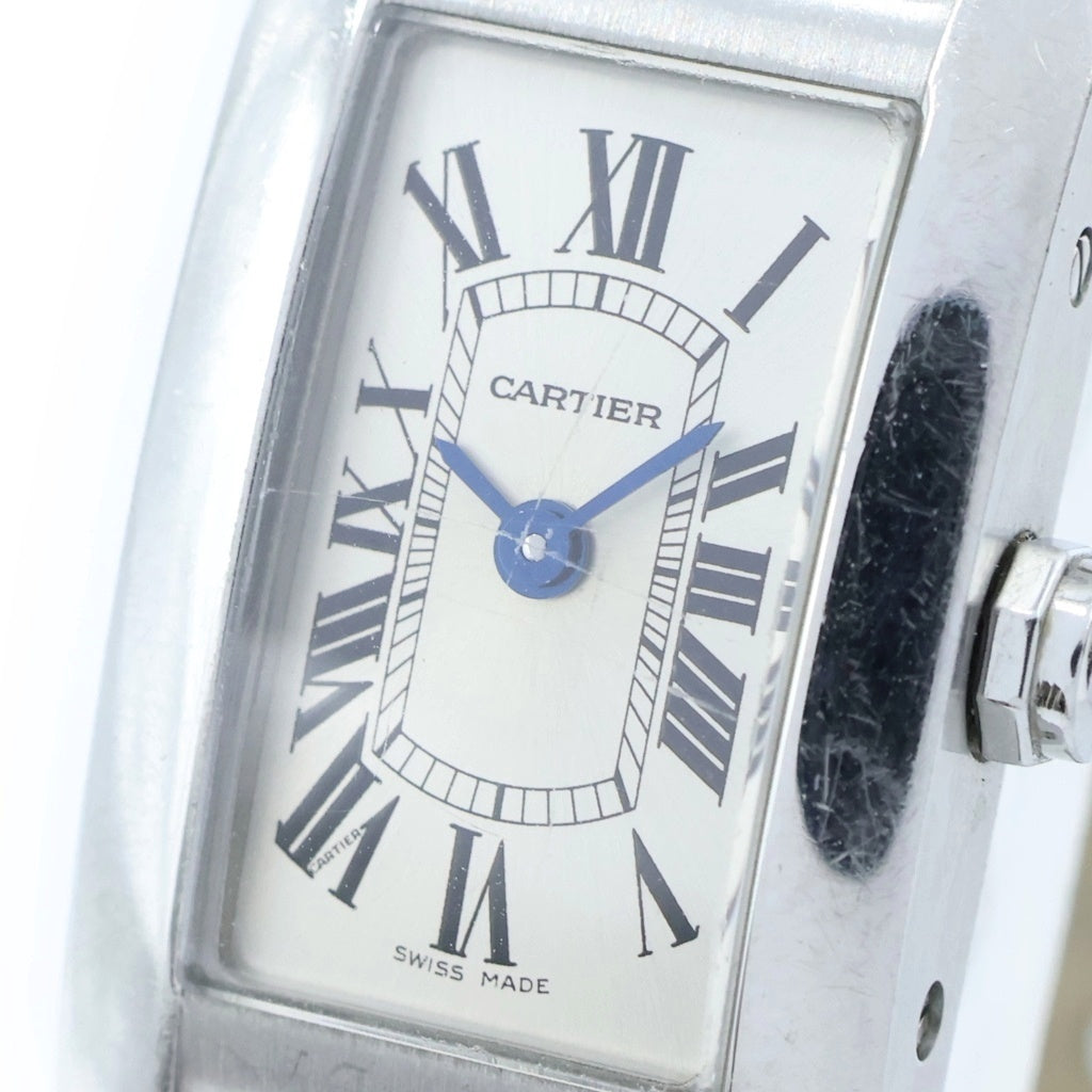 Cartier(カルティエ) タンクアメリカン ミニ 腕時計 ウォッチ シルバー文字盤 SS/QZ クォーツ ブラック/シルバー WSTA0032 レディース