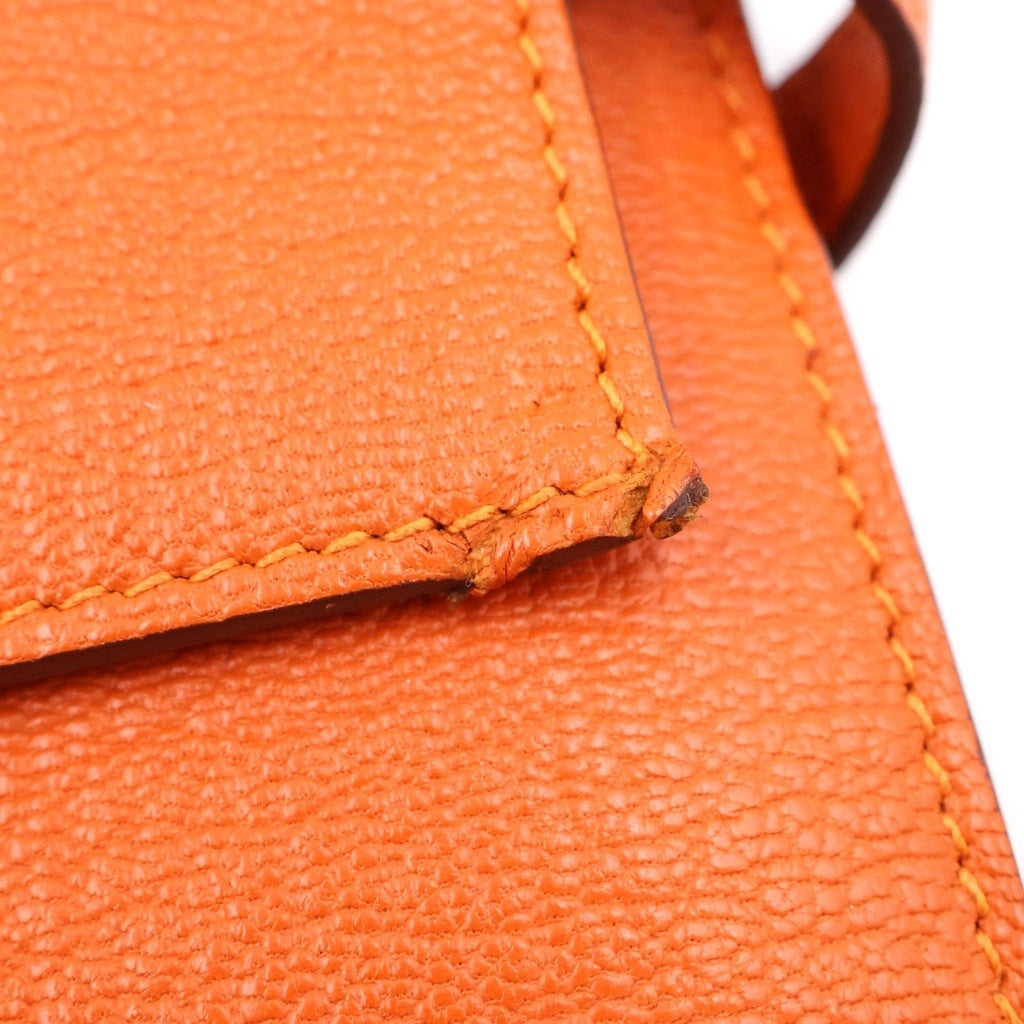 HERMES(エルメス) ケリーウォレット 長財布 シルバー金具 X刻印 シェーブル オレンジ レディース