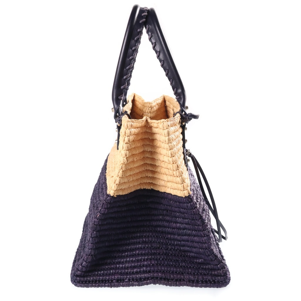 BALENCIAGA(バレンシアガ) トートバック カゴバック ラフィア レザー バイカラー ベージュ/パープル 339560 レディース