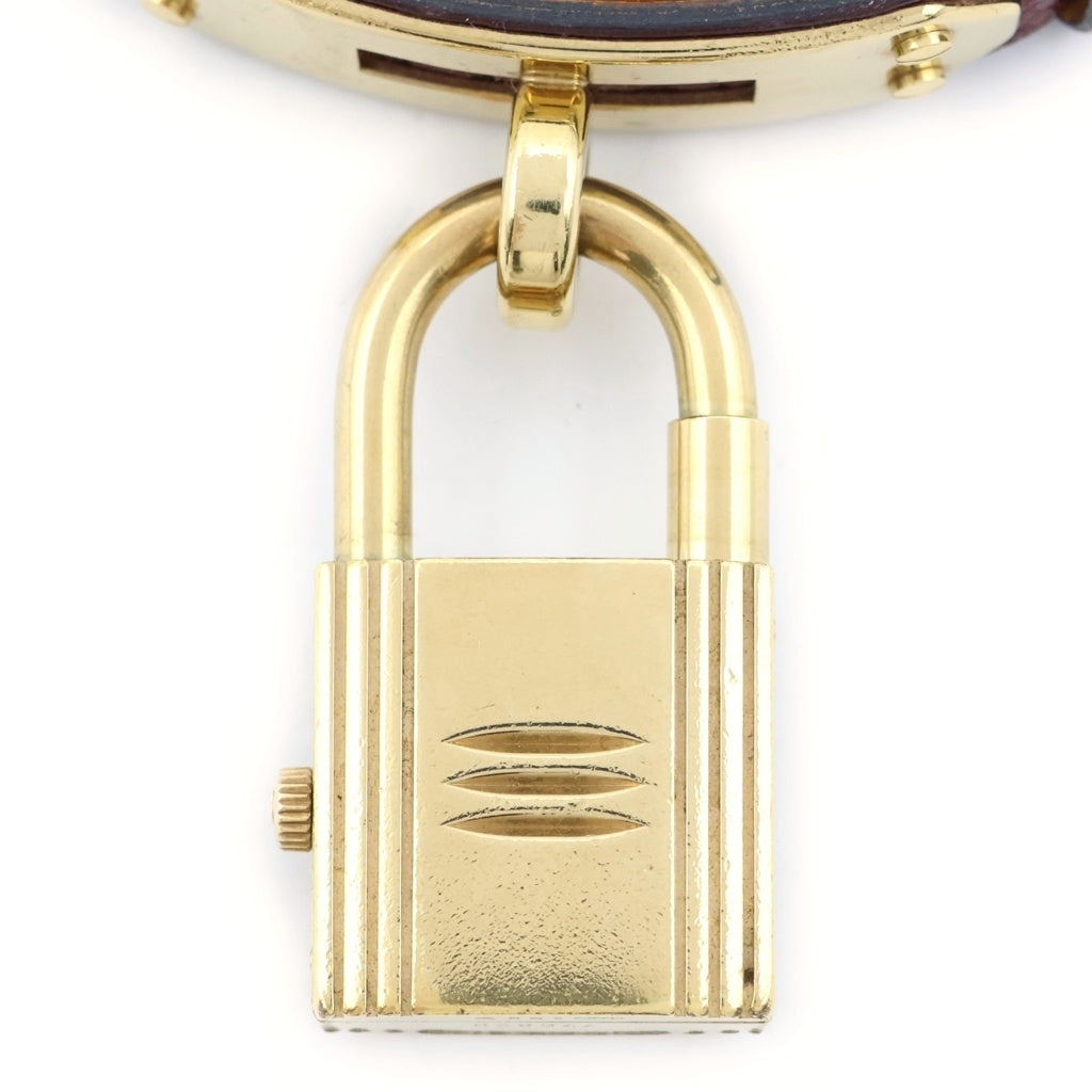 HERMES(エルメス) ケリーウォッチ ブラウン文字盤 GP クォーツ GP×革/QZ 〇Y刻印 腕時計 レディース