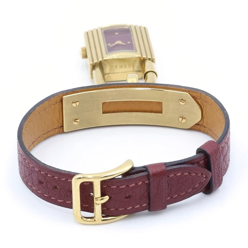 HERMES(エルメス) ケリーウォッチ ブラウン文字盤 GP クォーツ GP×革/QZ 〇Y刻印 腕時計 レディース
