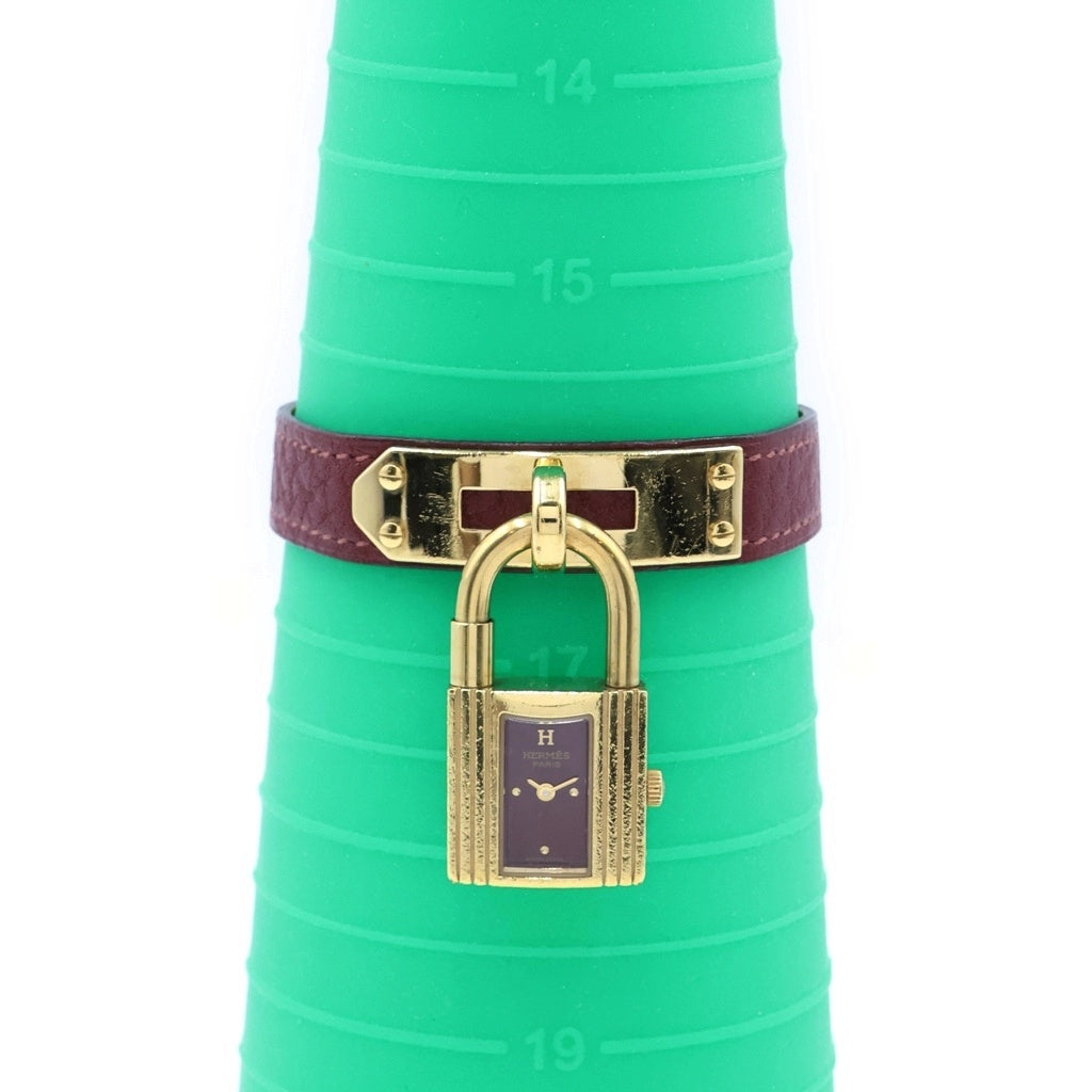 HERMES(エルメス) ケリーウォッチ ブラウン文字盤 GP クォーツ GP×革/QZ 〇Y刻印 腕時計 レディース
