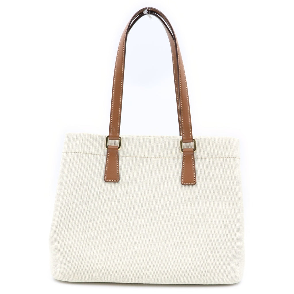 PRADA(プラダ) トートバッグ ロゴ キャンバス レザー ホワイト/ブラウン 1BG413 レディース