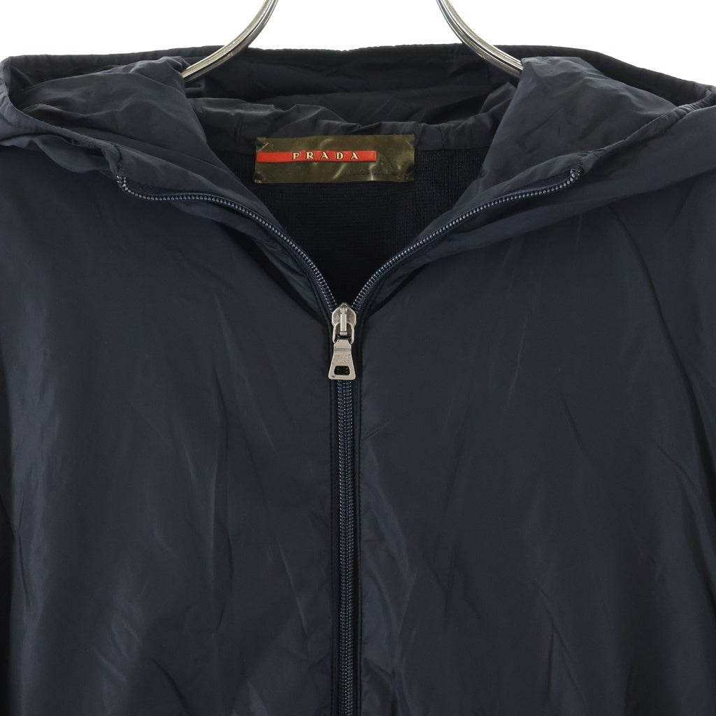 PRADA SPORT(プラダ スポーツ) 00s archive Hooded Jacket ウール切り替え ナイロンジャケット フード アーカイブ イタリア製 ブラック