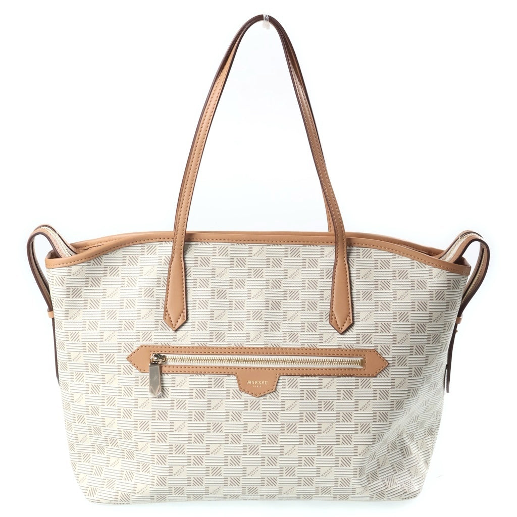 MOREAU PARIS(モロー・パリ) MOREAU PARIS モロー パリ サントロペ ハンドバッグ トートバッグ アイボリー×ブラウン レザー×PVC レディース