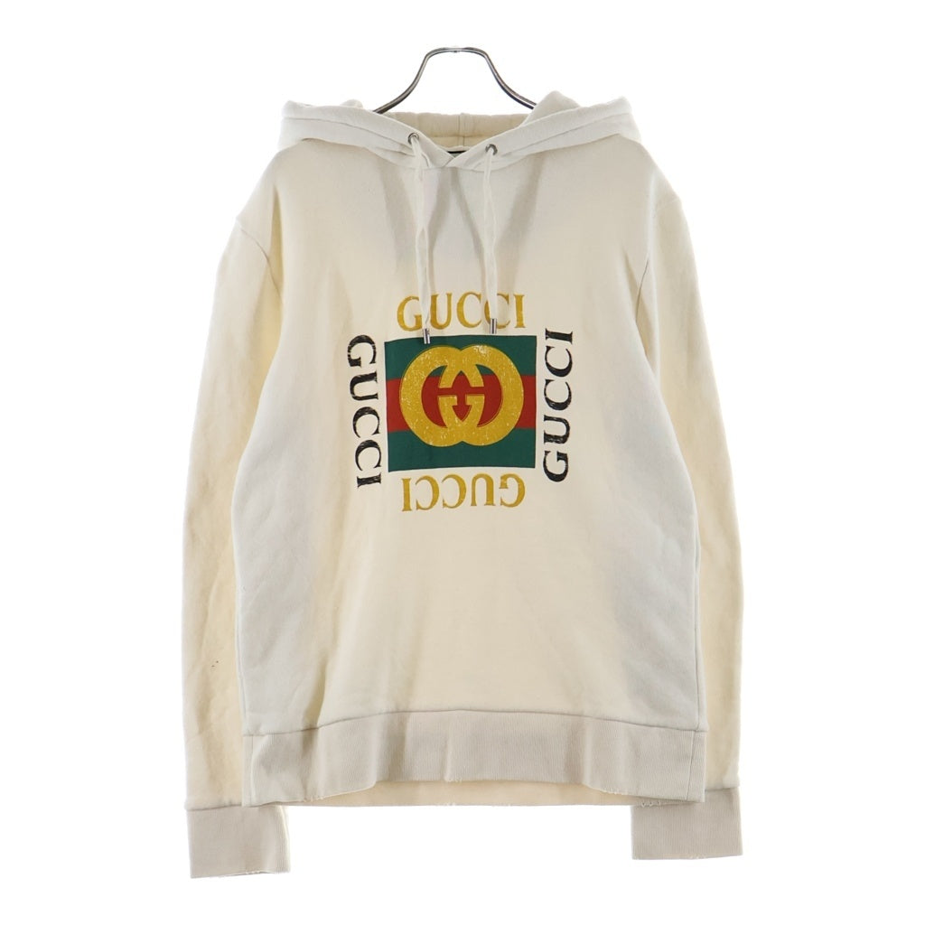 GUCCI(グッチ) 18SS ロゴ プルオーバー パーカー コットン ホワイト 454585 レディース
