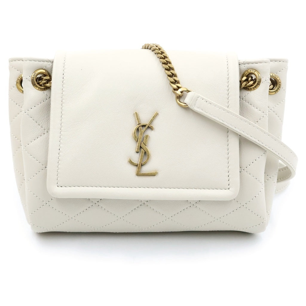 SAINT LAURENT PARIS(サンローランパリ) ミニ ノリータ チェーン ショルダーバッグ レザー ホワイト 672738 レディース