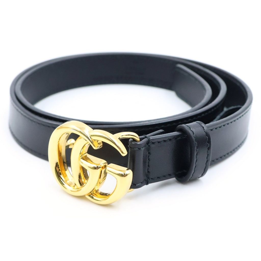 GUCCI(グッチ) GGマーモント スリムベルト ゴールド金具 レザー ブラック 409417 レディース
