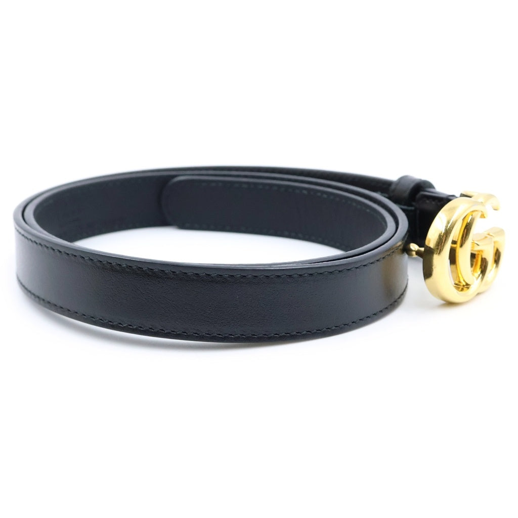 GUCCI(グッチ) GGマーモント スリムベルト ゴールド金具 レザー ブラック 409417 レディース