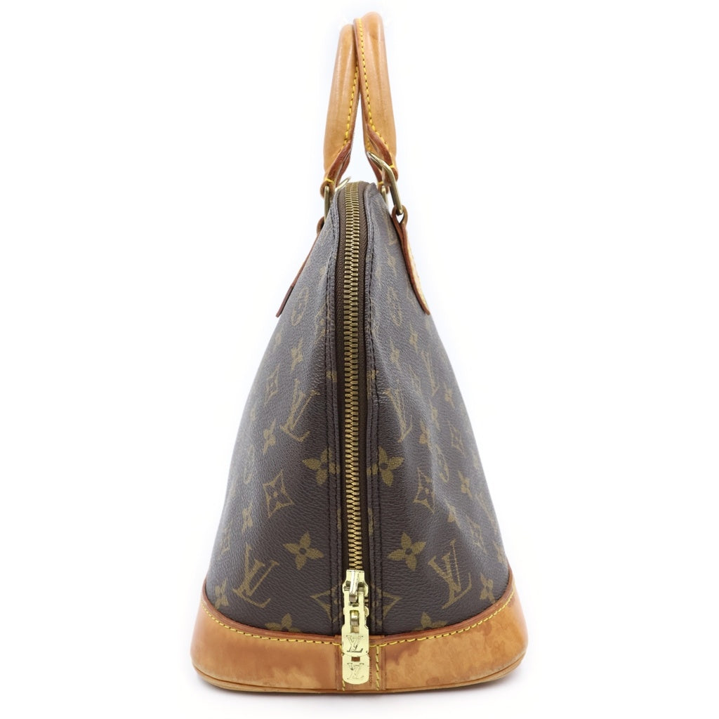 LOUIS VUITTON(ルイヴィトン) モノグラム アルマPM ハンドバッグ ブラウン レザー×PVC M51130 ゴールド金具 レディース