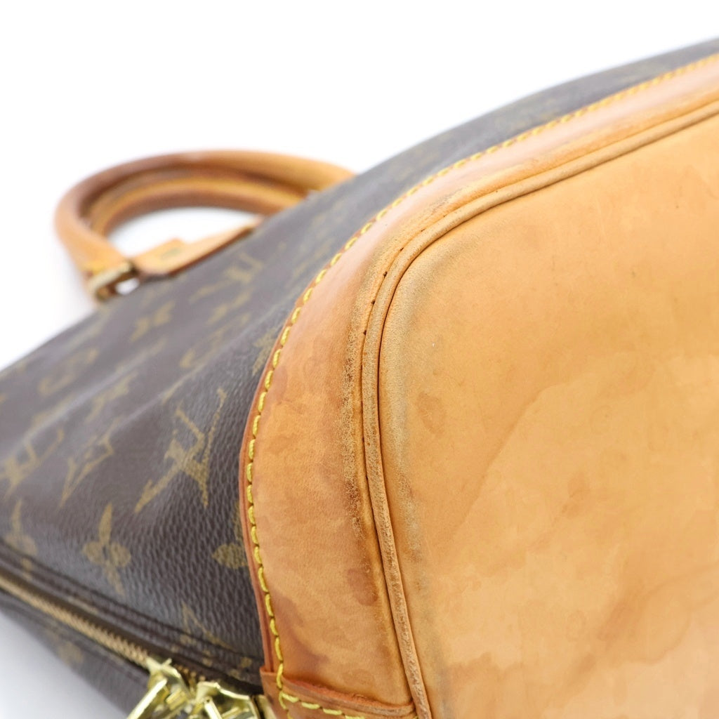 LOUIS VUITTON(ルイヴィトン) モノグラム アルマPM ハンドバッグ ブラウン レザー×PVC M51130 ゴールド金具 レディース