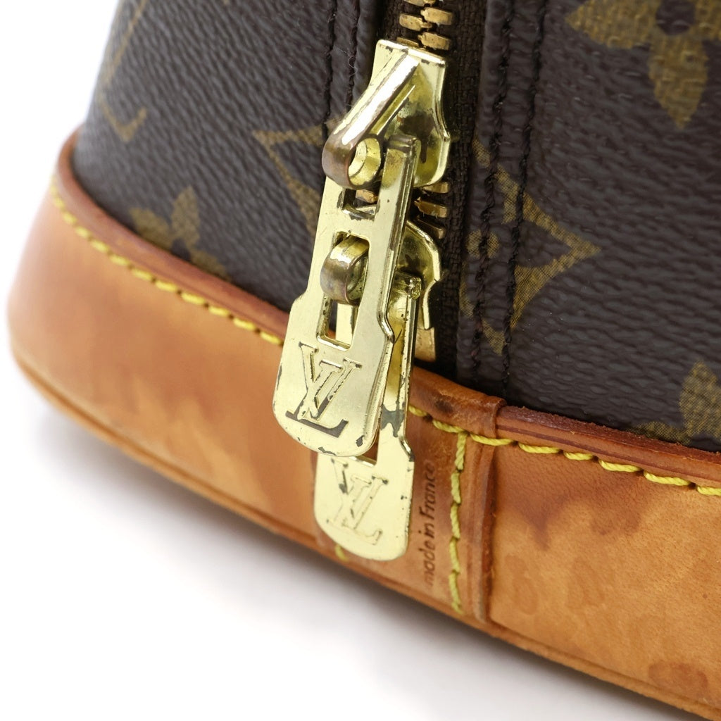 LOUIS VUITTON(ルイヴィトン) モノグラム アルマPM ハンドバッグ ブラウン レザー×PVC M51130 ゴールド金具 レディース