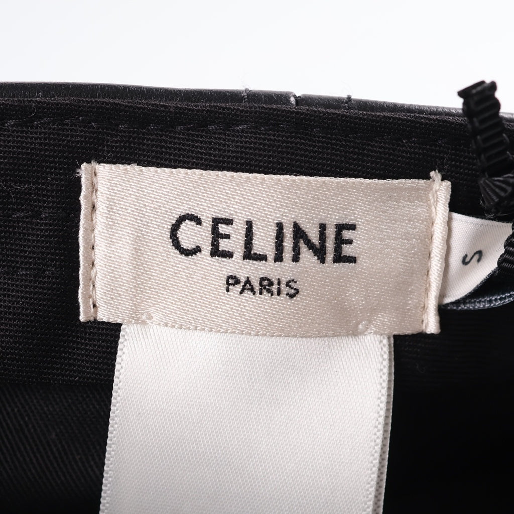 CELINE(セリーヌ) ロゴ刺繍レザーキャップ ブラック #S 2AUA60500
