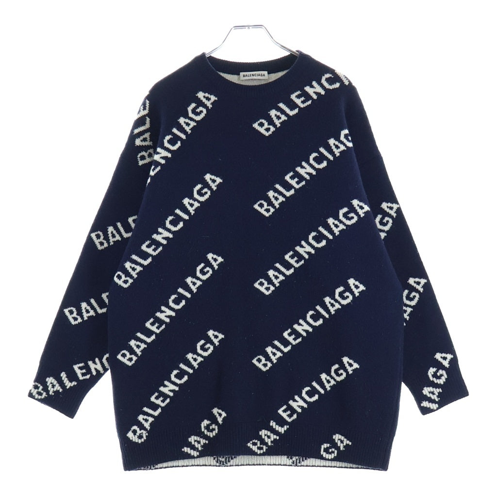 BALENCIAGA(バレンシアガ) ロゴ ジャガークルーネックニット ネイビー XS 620983