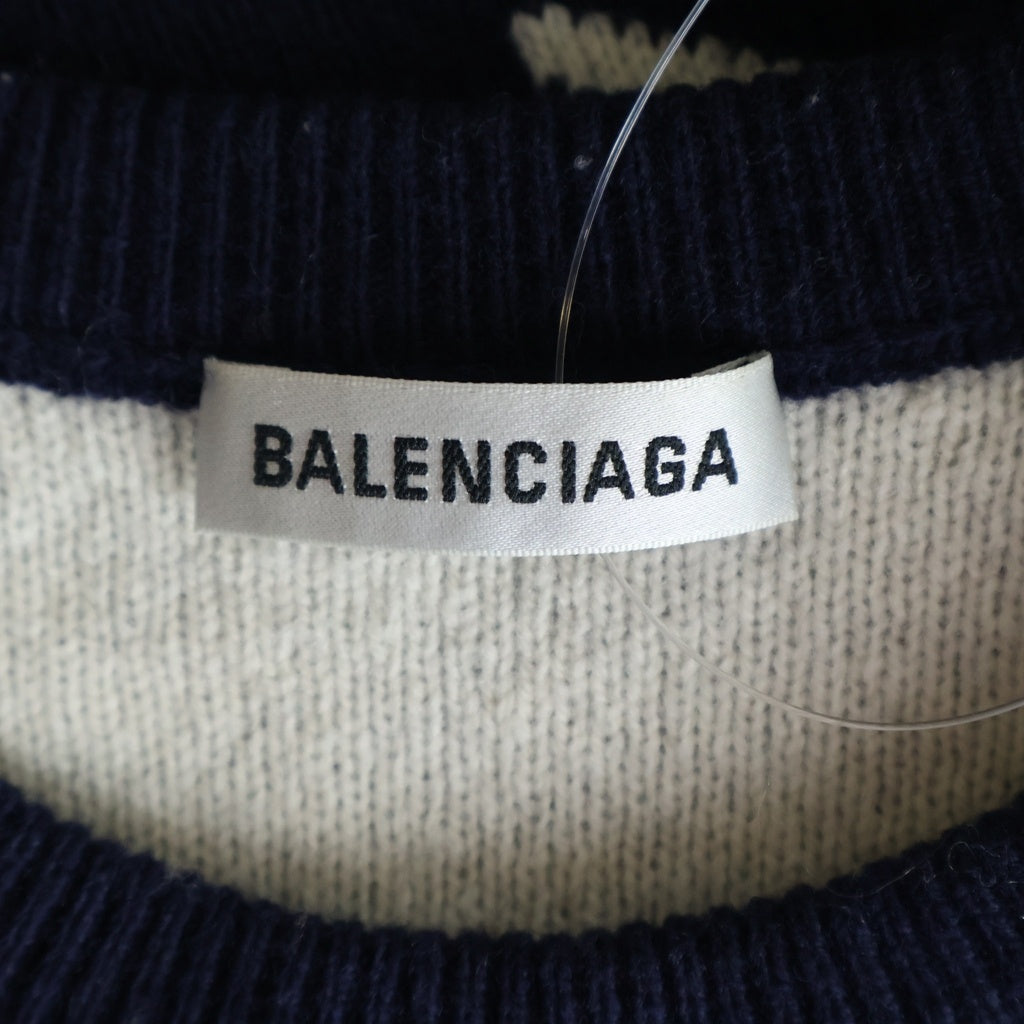 BALENCIAGA(バレンシアガ) ロゴ ジャガークルーネックニット ネイビー XS 620983