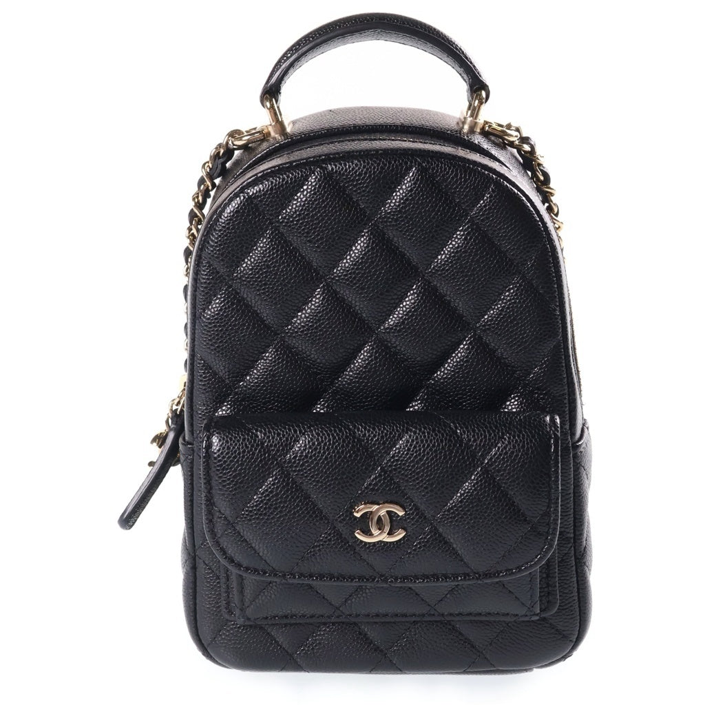CHANEL(シャネル) ミニバックパック リュックサック ブラック キャビアスキン AP3753 ゴールド金具 レディース