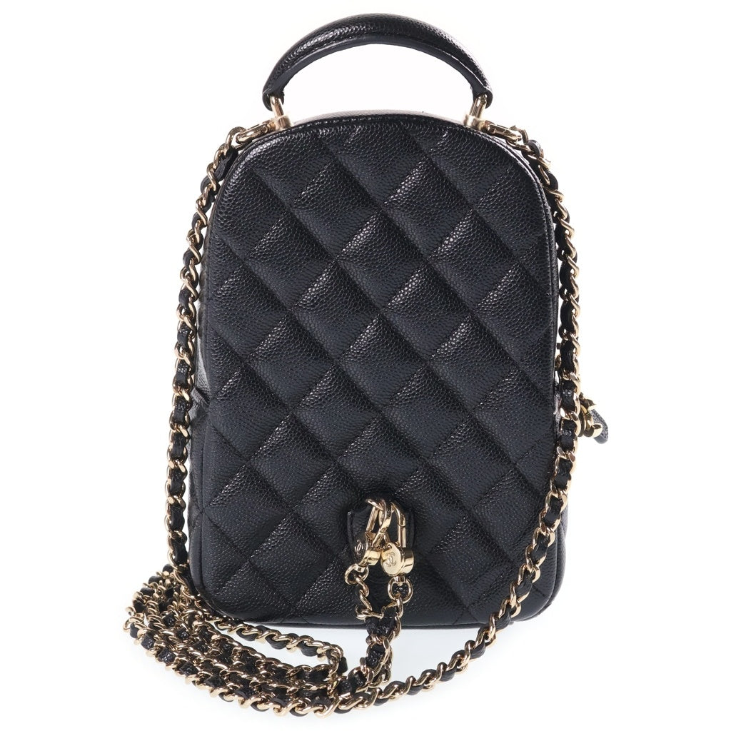 CHANEL(シャネル) ミニバックパック リュックサック ブラック キャビアスキン AP3753 ゴールド金具 レディース