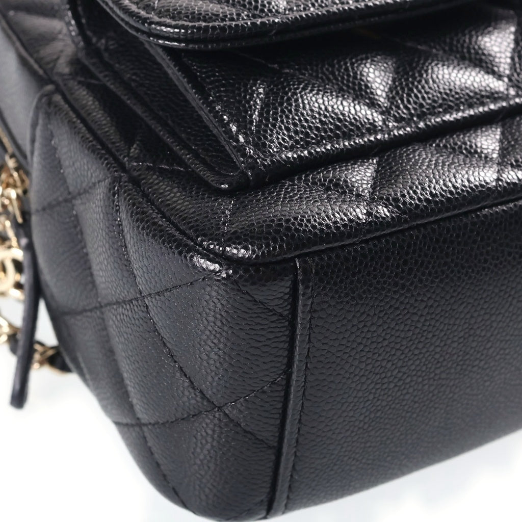 CHANEL(シャネル) ミニバックパック リュックサック ブラック キャビアスキン AP3753 ゴールド金具 レディース