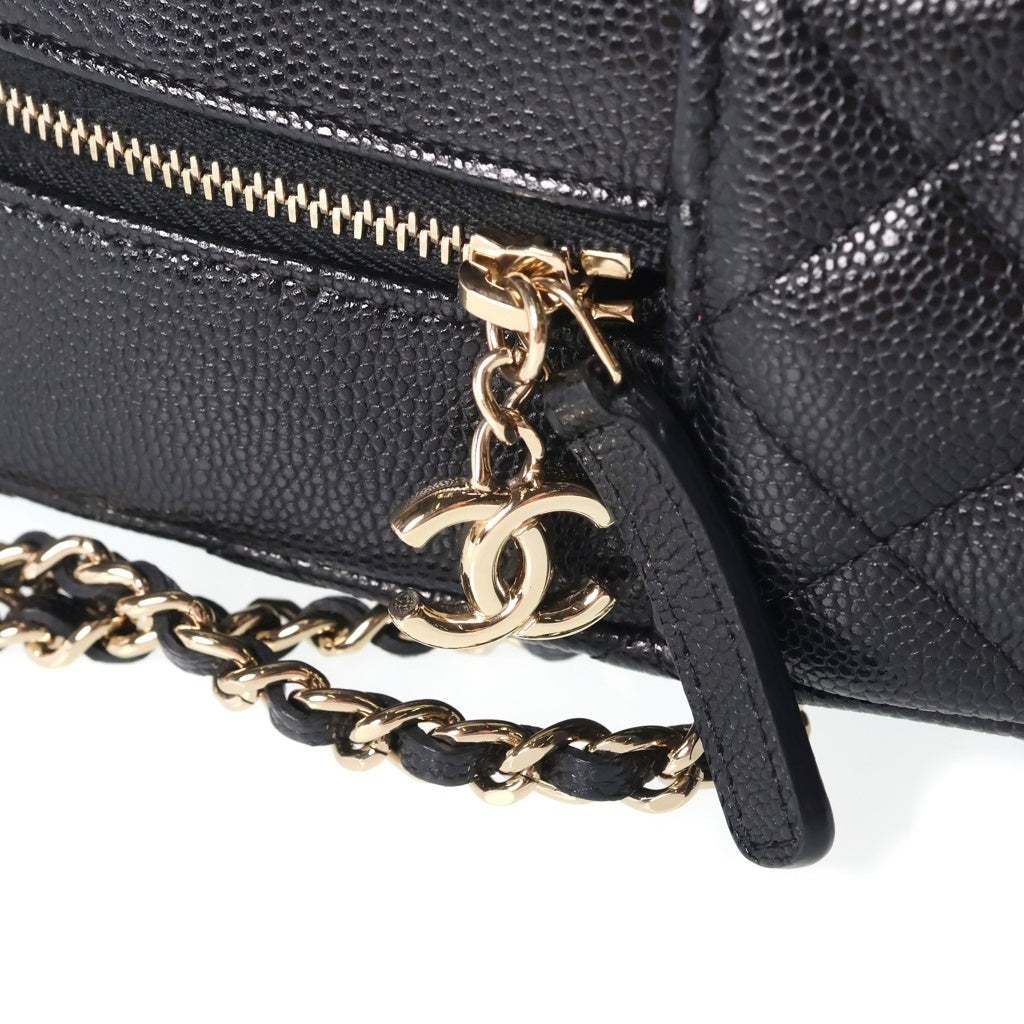 CHANEL(シャネル) ミニバックパック リュックサック ブラック キャビアスキン AP3753 ゴールド金具 レディース