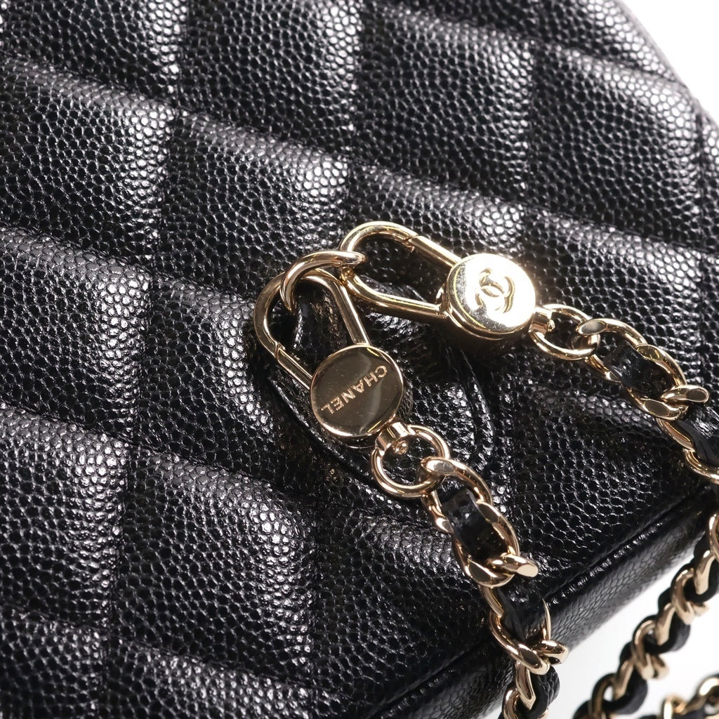 CHANEL(シャネル) ミニバックパック リュックサック ブラック キャビアスキン AP3753 ゴールド金具 レディース