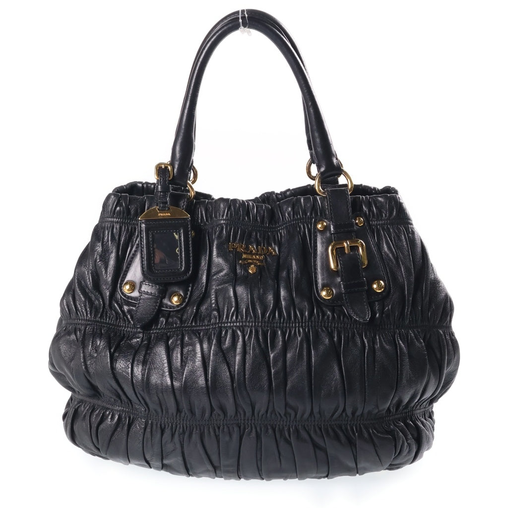 PRADA(プラダ) ナッパ ゴーフル 2WAYハンドバッグ ショルダーバッグ ブラック レザー BN1789 ゴールド金具 レディース