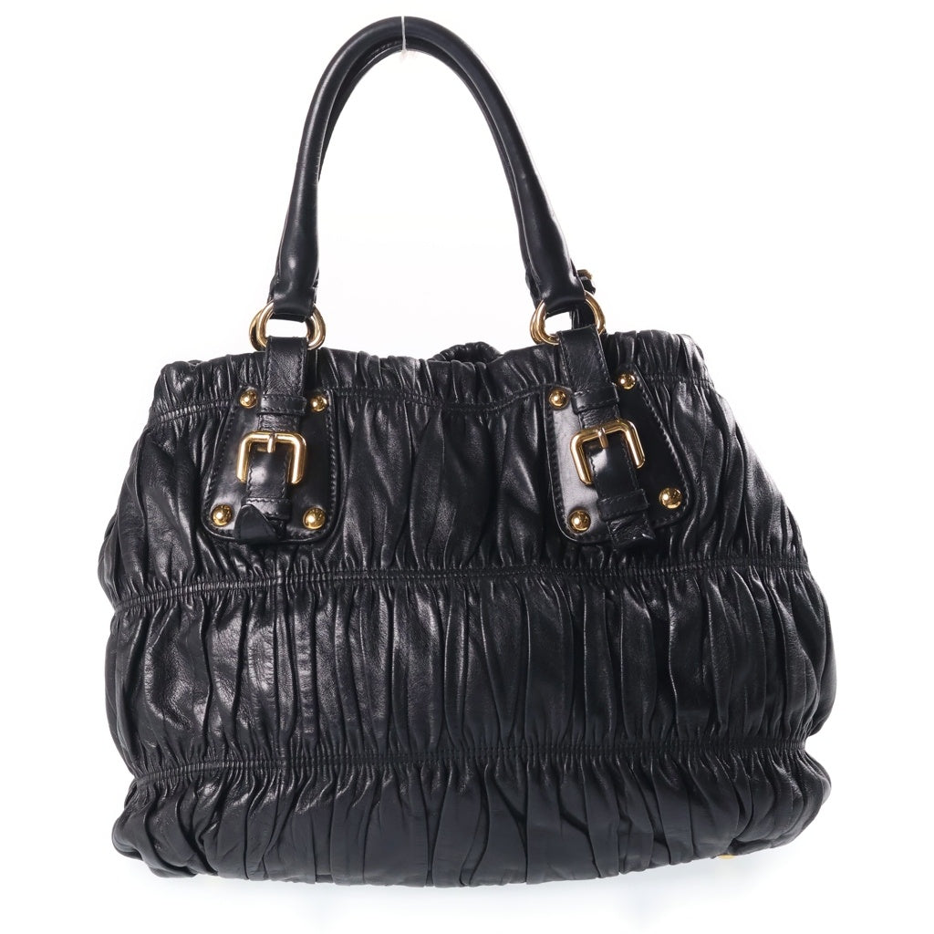 PRADA(プラダ) ナッパ ゴーフル 2WAYハンドバッグ ショルダーバッグ ブラック レザー BN1789 ゴールド金具 レディース