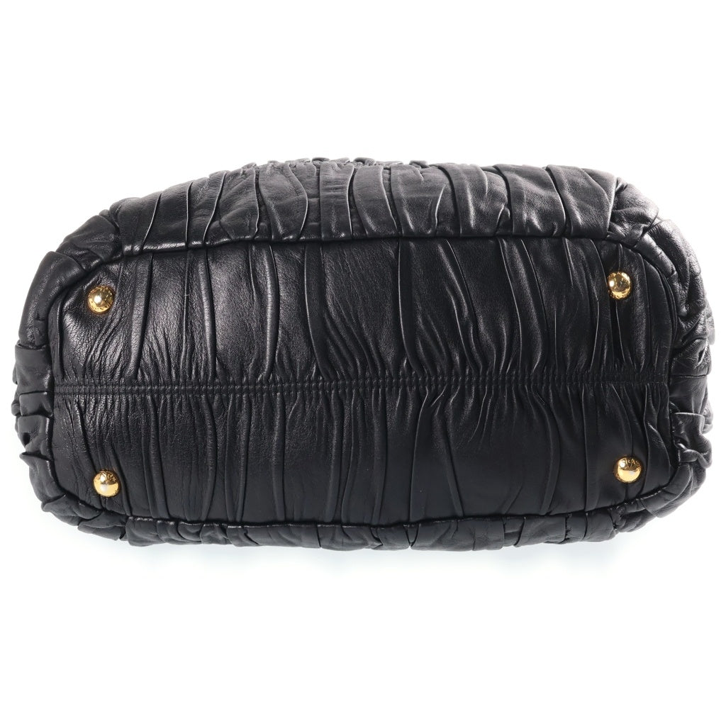 PRADA(プラダ) ナッパ ゴーフル 2WAYハンドバッグ ショルダーバッグ ブラック レザー BN1789 ゴールド金具 レディース