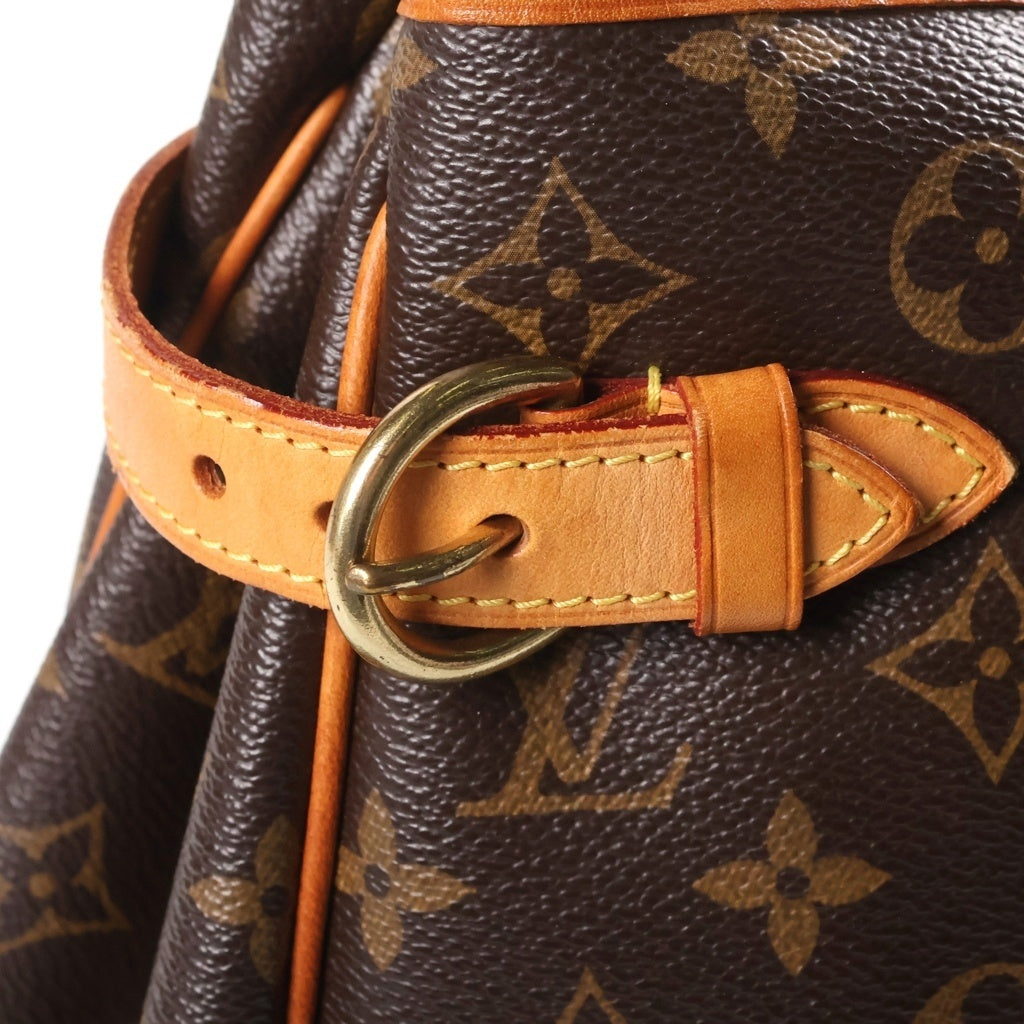 LOUIS VUITTON(ルイヴィトン) モノグラム バティニョール・オリゾンタル トートバッグ ハンドバッグ ブラウン レザー×PVC M51154 ゴールド金具 レディース