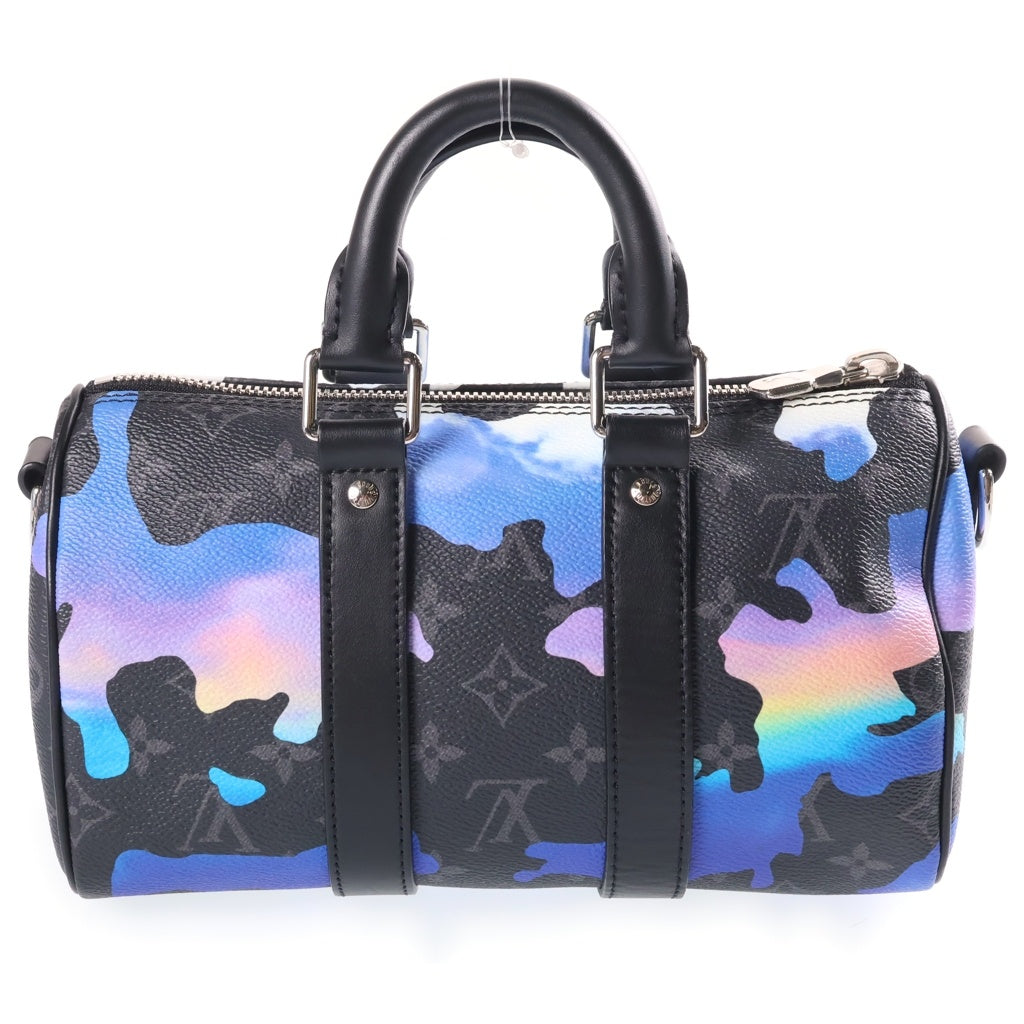 LOUIS VUITTON(ルイヴィトン) モノグラム エクリプス キーポル バンドリエール 25 2WAYハンドバッグ ショルダーバッグ ブラック×ブルー レザー×PVC M21430 シルバー金具 レディース
