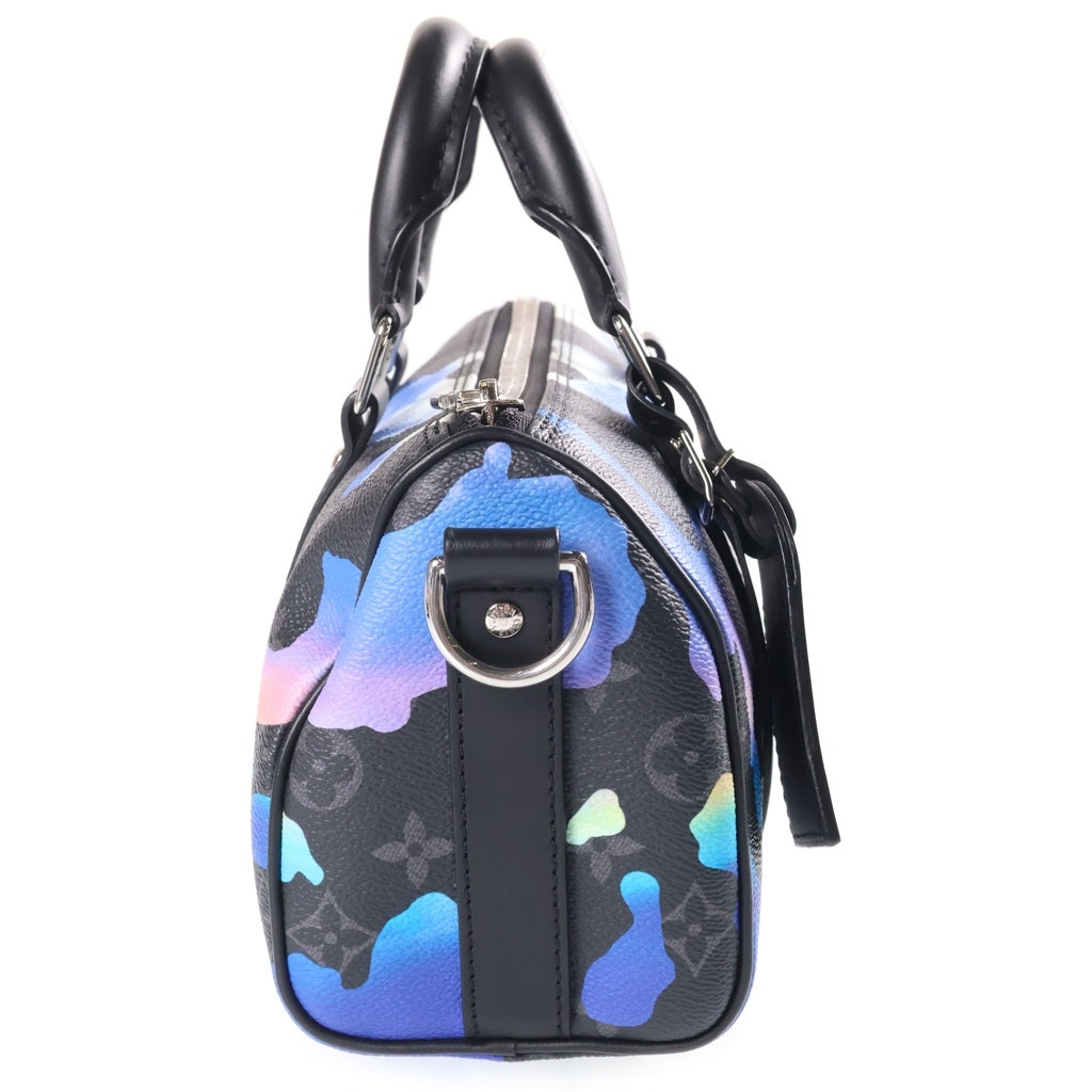 LOUIS VUITTON(ルイヴィトン) モノグラム エクリプス キーポル バンドリエール 25 2WAYハンドバッグ ショルダーバッグ ブラック×ブルー レザー×PVC M21430 シルバー金具 レディース