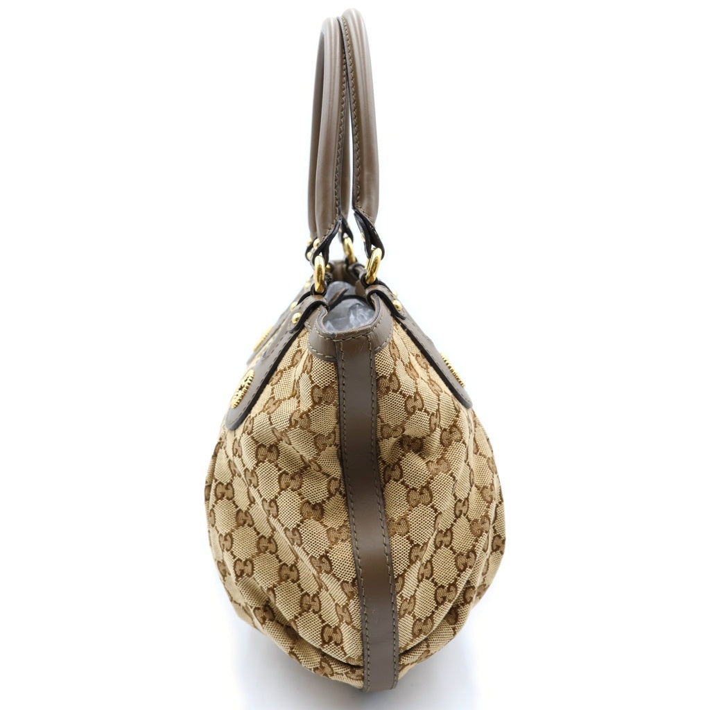 GUCCI(グッチ) GGキャンバス スカーレット トートバッグ ハンドバッグ ブラウン ベージュ レザー×キャンバス 269953 ゴールド金具 レディース