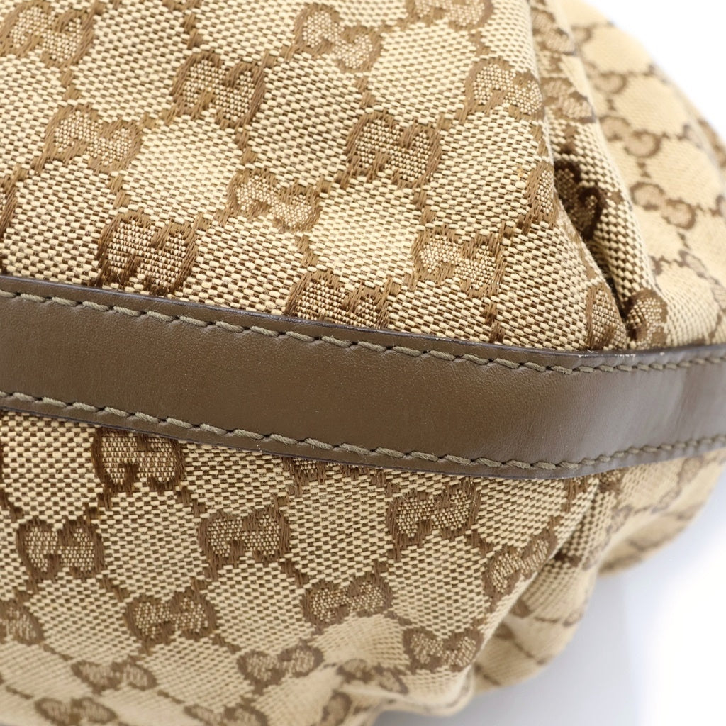 GUCCI(グッチ) GGキャンバス スカーレット トートバッグ ハンドバッグ ブラウン ベージュ レザー×キャンバス 269953 ゴールド金具 レディース