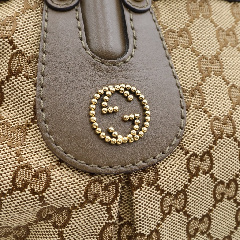 GUCCI(グッチ) GGキャンバス スカーレット トートバッグ ハンドバッグ ブラウン ベージュ レザー×キャンバス 269953 ゴールド金具 レディース