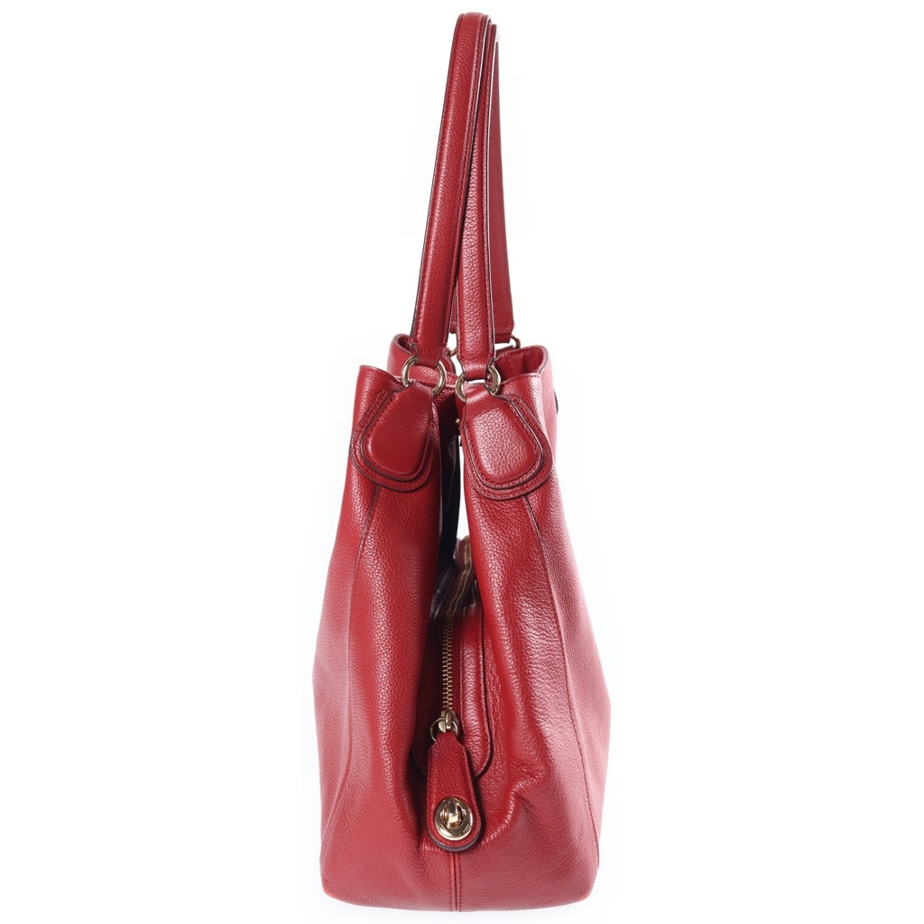 COACH(コーチ) イーディー ハンドバッグ トートバッグ レッド レザー 33547 ゴールド金具 レディース