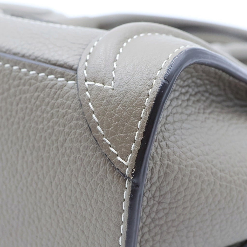 CELINE(セリーヌ) ラゲージ ナノショッパー 2WAYハンドバッグ ショルダーバッグ グレージュ レザー シルバー金具 レディース
