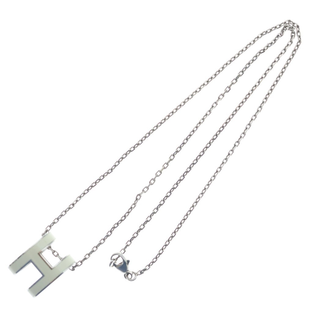 HERMES(エルメス) ポップアッシュ ネックレス ペンダント チェーン シルバー×アイボリー GP レディース