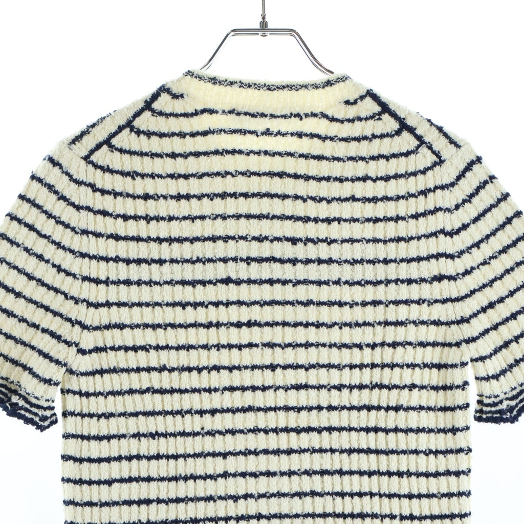 Christian Dior(クリスチャンディオール) 25SS マニエール 半袖ニット ホワイト/ネイビー コットン 514S75A7014 レディース