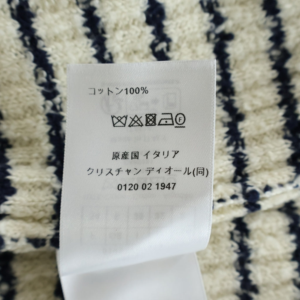 Christian Dior(クリスチャンディオール) 25SS マニエール 半袖ニット ホワイト/ネイビー コットン 514S75A7014 レディース