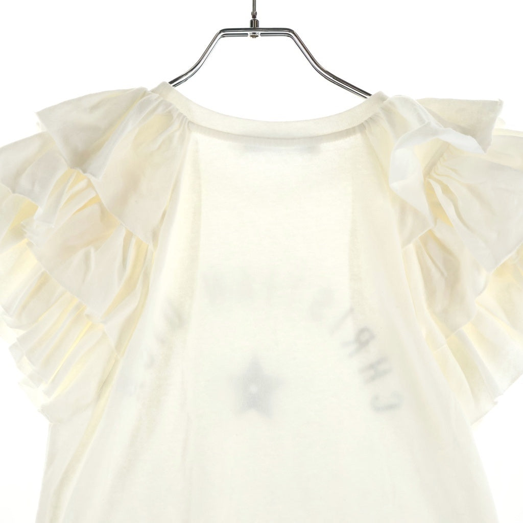 Christian Dior(クリスチャンディオール) ロゴ フリルTシャツ ホワイト コットン 323T43A4416 レディース