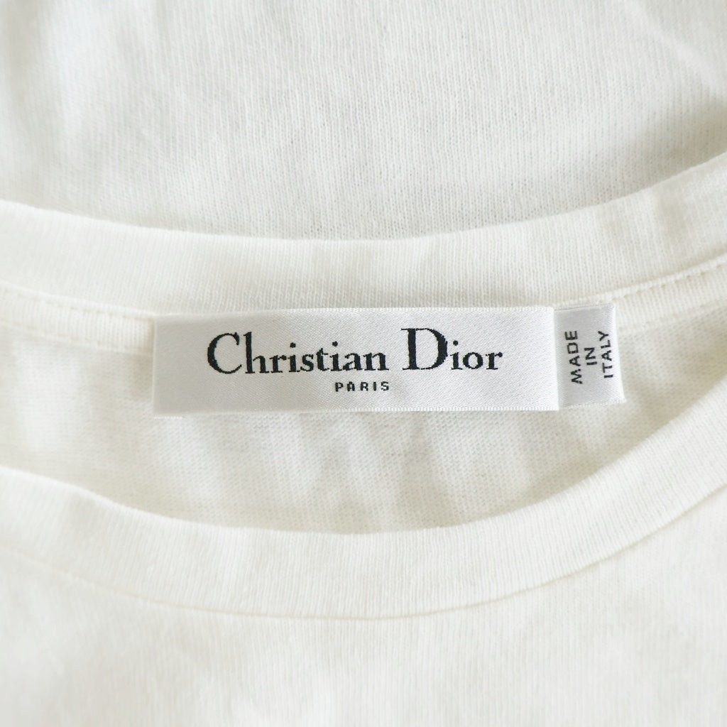 Christian Dior(クリスチャンディオール) ロゴ フリルTシャツ ホワイト コットン 323T43A4416 レディース