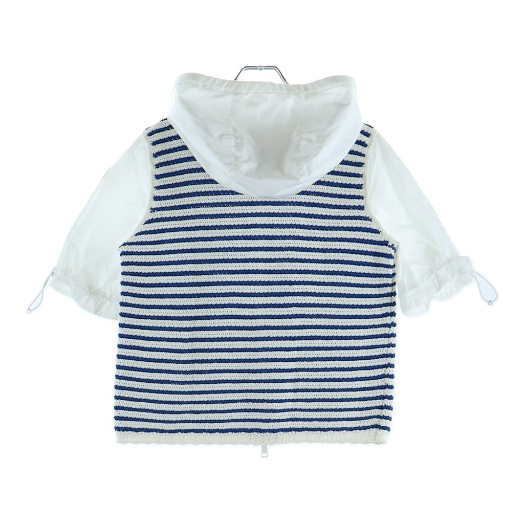 MONCLER(モンクレール) CARDIGAN TRICOT ニット半袖パーカー ブルー/ホワイト コットン 9B00032 レディース