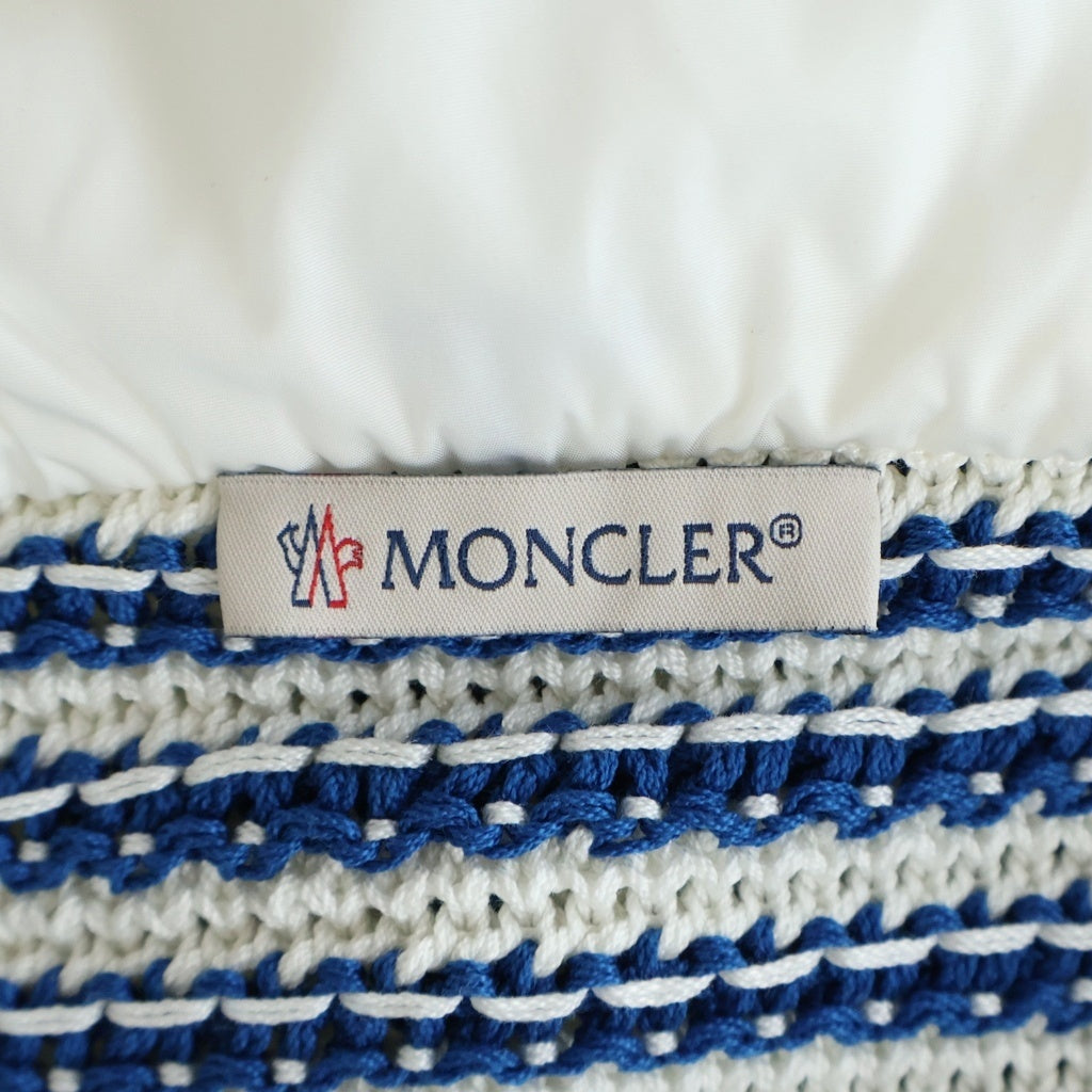 MONCLER(モンクレール) CARDIGAN TRICOT ニット半袖パーカー ブルー/ホワイト コットン 9B00032 レディース