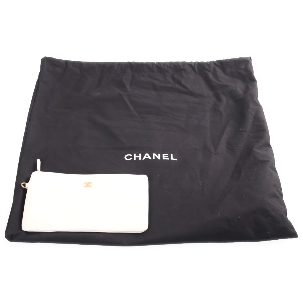 CHANEL(シャネル) シャネル22 ミディアム チェーンショルダーバッグ ホワイト カーフスキン プレートシリアル AS3261 ゴールド金具 レディース